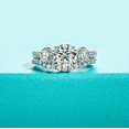 thumbnail image 1 of Silvago Jewel 14k White Gold Over Ring Set for Bridal - Brilliant 3.2 Ct Round Cut Diamond Wedding Ring Set - Three Stone Diamond Engagement Sets - Promise Wedding Gifts for Her, 1 of 8