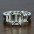 thumbnail image 1 of Silvago Jewel 14k White Gold Rings - 2.1 Ct Emerald Cut Lab Created Diamond Solitaire Ring for Women's - Three-Stone Engagement Wedding Ring - Silver Diamond Beautiful Special Occasion Ring for Her, 1 of 7