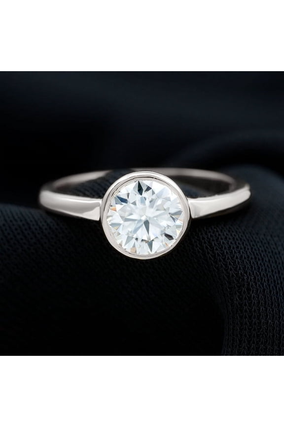14k White Gold Rings For Women's - 1.9 Ct Round Cut Diamond Rings for Gift - Engagement Wedding Diamond Jewelry for Women's - Bridal Stacking Diamond Rings - Anniversary Gifts Wife