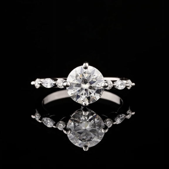 Silvago Jewel 2 Ct Round Cut Diamond Wedding Rings - 14K White Gold Plated Rings - Engagement Wedding Diamond Jewelry for Women's - Simple Engagement Wedding Rings - Special Occasion Rings Women's