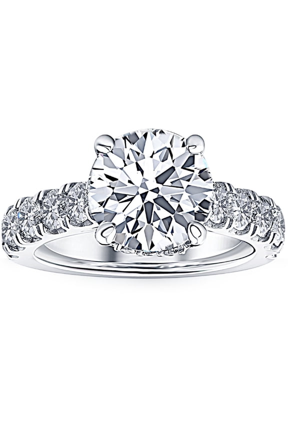 Brilliant 1.4 Ct Round Cut Lab Created Diamond Engagement Ring - Stamped 14K White Gold Plated Wedding Women's Ring - Mid Century Solitaire With Accent Engagement Wedding Ring for Her
