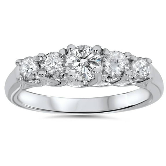 Silvago Jewel Brilliant 1 Ct Round Cut Lab Created Diamond Engagement Ring - Stamped 14K White Gold Plated Wedding Women's Ring - Classic Engagement Wedding Women's Ring - Teen Her Birthday Gifts