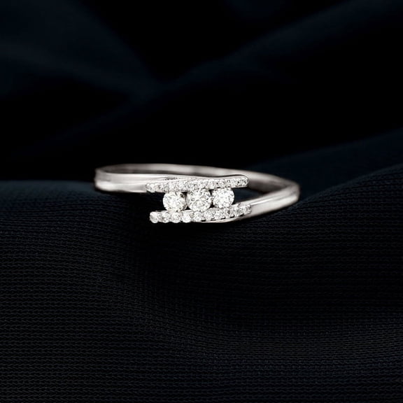 Silvago Jewel Brilliant 2 Ct Round Cut Diamond Ring - 14K White Gold Plated Wedding Rings - Sweeping Engagement Bypass Ring for Women's - Anniversary Gifts Clearance Rings - Wedding Bridesmaid Gifts