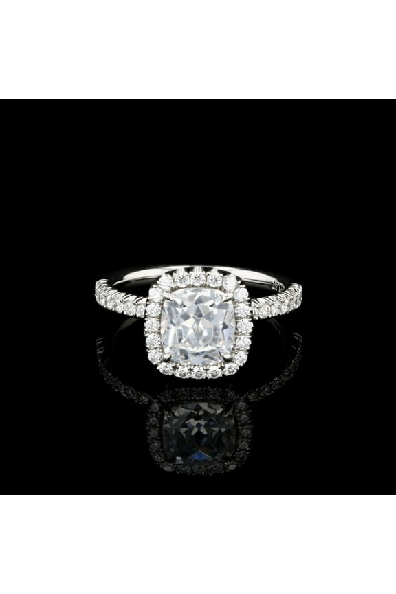 Cushion Cut 1.6 Ct Diamond Rings - 14K White Gold Over Rings for Gifts - Engagement Cushion Halo Rings for Women's - Beautiful Christmas Special Gift for Her - Promise Wedding Gift
