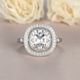 thumbnail image 1 of Silvago Jewel Cushion Cut Excellent 2.1 Ct Diamond Ring For Women's - 14K White Gold Plated Ring - Cushion Cut halo Diamond rings for Women's - Solitaire with Accent Diamond Rings for Her, 1 of 9