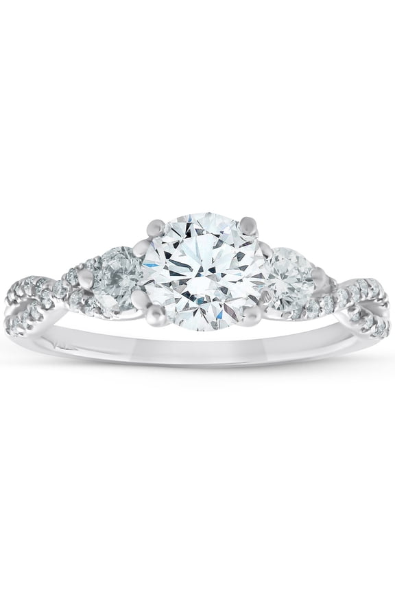 Elegant 1.4 Ct Round Cut Diamond Ring - Lab Created Simulated Diamond in 14K White Gold Plated - Prong Setting Rings - Perfect for Engagements, Weddings, and Anniversary Gifts for Her