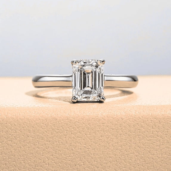 Silvago Jewel Emerald Cut Excellent 2 Ct Diamond Ring For Women's - White Gold Over 14K Silver Diamond Rings for Her - Solitaire Diamond Rings for Women's - Solo Stone Diamond Rings for Women's