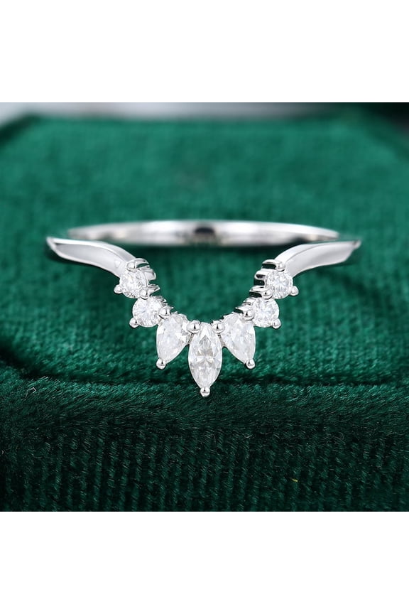 Excellent 1.4 Ct Oval Cut Lab Created Simulated Diamond Ring - Silver 14K White Gold Over Ring - V Shape Diamond Rings for Women's - Chevron Diamond Rings for Women's - Gifts for Her