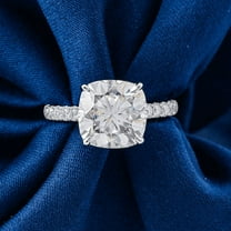 Silvago Jewel Excellent 1.9 Ct Cushion Cut Diamond Rings - 14K White Gold Over Rings - Engagement Wedding Prong Setting Rings for Women's - Solitaire with Accents Unique Design Rings for Women's