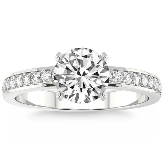 Silvago Jewel Excellent 1.9 Ct Round Cut Lab Created Simulated Diamond Rings - 14K White Gold Plated Wedding Anniversary Rings - Gorgeous Anniversary Gift for Women's - 30th Wedding Anniversary Gifts
