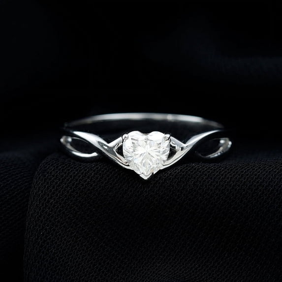 Silvago Jewel Excellent 1.95 Ct Heart Cut Lab Created Simulated Diamond Ring - Dainty Engagement Wedding Diamond Ring - 14K White Gold Plated Rings For Women - Solitaire Twisted Wedding Women's Rings