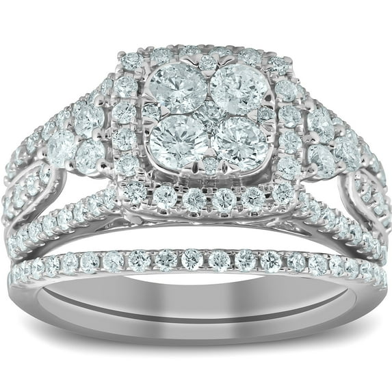 Silvago Jewel Excellent 1 Ct Round Cut Lab Created Simulated Diamond Ring - 14K White Gold Plated Wedding Anniversary Ring - 60th Wedding Anniversary Gifts - Her Birthday Gift - Proposal Rings
