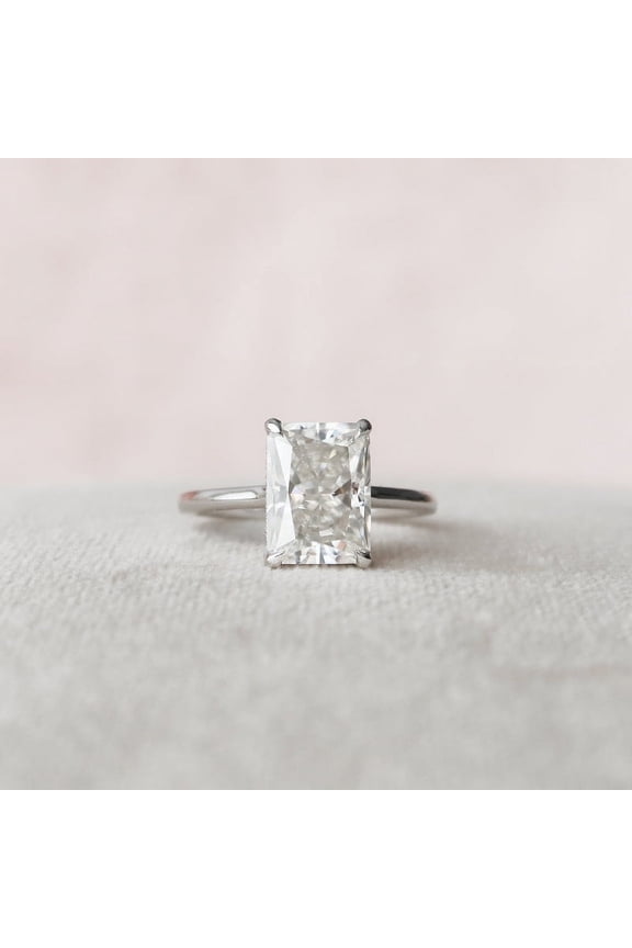 Excellent 2 Ct Radiant Cut Diamond Rings for Her - White Gold Plated 14K Diamond Rings for Women's - Engagement Hidden Halo Rings for Women's - Under-Halo Rings for Women's