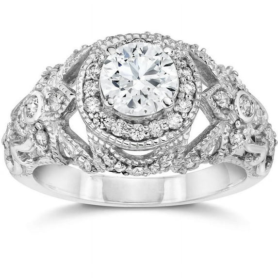 Silvago Jewel Glamorous 1.8 Ct Vintage Round Cut Lab-Created Diamond Ring - 14K White Gold Plated - Perfect Bridal Engagement Rings - Ideal for Proposals, Birthdays, and Gifting on Special Days