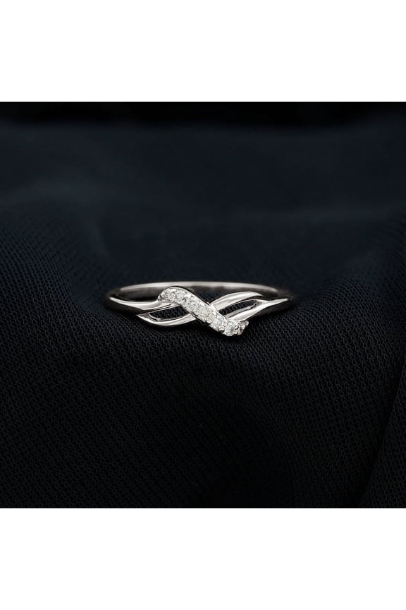 Infinity Cross Over Shank Engagement Ring - Round Cut 1.4 Ct Lab Created Diamond Ring - 14K White Gold Over Wedding Anniversary Ring - Promise Wedding Ring - Causal Daily Wear Ring