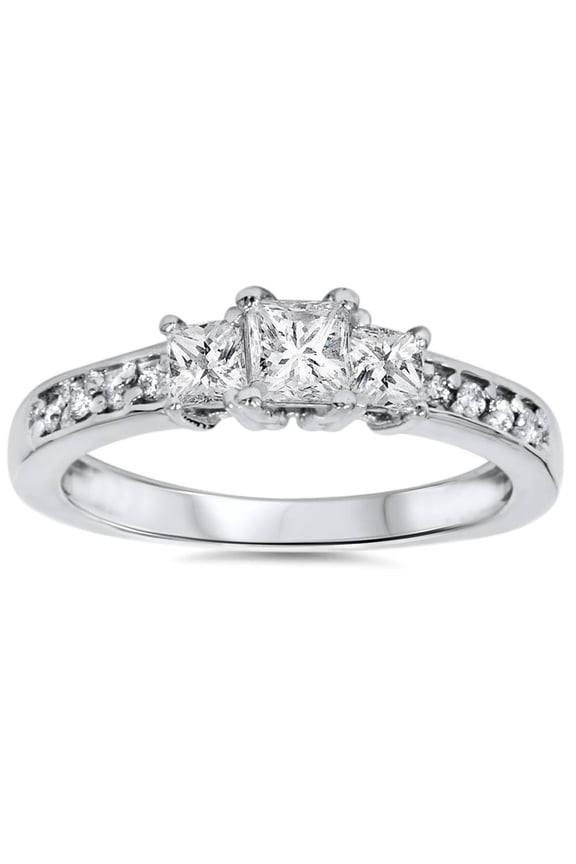 Luxurious 1.2 Ct Princess Cut Lab Created Diamond Engagement Wedding Ring - Prong Setting in 14K White Gold Plated Ring - Perfect for Weddings, Anniversaries, and Birthday Gifts for Her