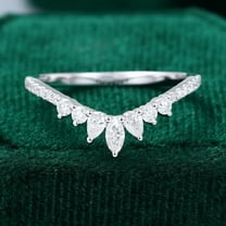 Silvago Jewel Marquise Cut Excellent 1.5 Ct Diamond Ring For Women's - Silver 14l 14K White Gold Plated Ring - V Shape Diamond Rings for Women's - Trendy Chevron Diamond Rings - 6th Anniversary Gifts