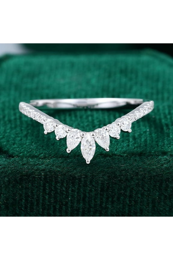 Marquise Cut Excellent 1.5 Ct Diamond Ring For Women's - Silver 14l 14K White Gold Plated Ring - V Shape Diamond Rings for Women's - Trendy Chevron Diamond Rings - 6th Anniversary Gifts