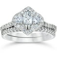 thumbnail image 1 of Silvago Jewel Marquise Cut Excellent 1 Ct Diamond Ring For Women's - 14K White Gold Plated Rings For Women's - Wedding Jewellery for Bridesmaids Silver - Luxurious Multi-Stone Engagement Ring for Her, 1 of 2