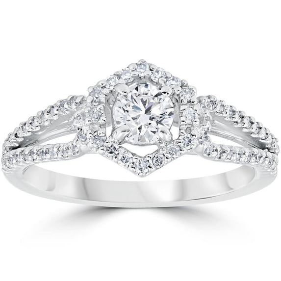 Silvago Jewel Modern 1.2 Ct Round Cut Diamond Engagement Ring - Lab Created Simulated Diamond in 14K White Gold Plated - Prong Set for Women - Ideal for Special Occasions and Gifts - New Year Gifts