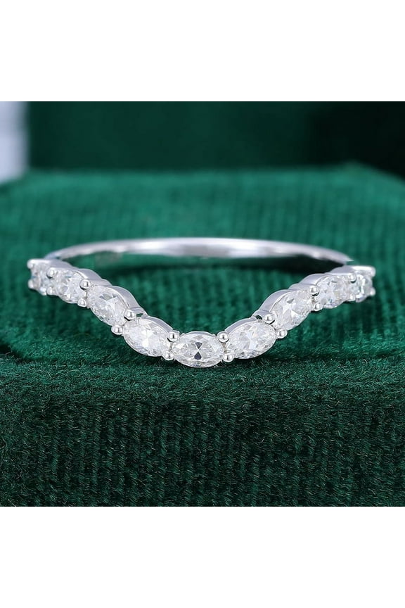 Oval Cut Excellent 1.5 Ct Diamond Ring For Women's - Silver 14K White Gold Over Ring - Curve Shape Diamond Rings for Women's - V Shape Diamond Rings for Her - Chevron Diamond Rings