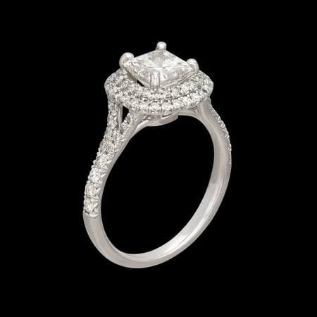 Silvago Jewel Princess Cut 2.2 Ct Diamond Rings - 14K White Gold Plated Rings - Double Halo Engagement Wedding Ring for Women's - Stackable Diamond Rings On Clearance - Special Occasion Rings for Her