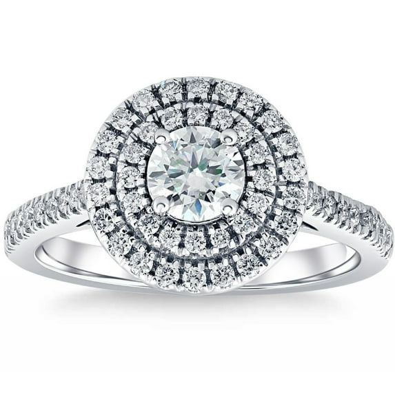Silvago Jewel Prong Set 1 Ct Round Cut Lab Created Diamond Rings - 14K White Gold Plated Rings For Her - Gorgeous Anniversary Gift for Women's - Christmas Special Gift for Her - Promise Wedding Gifts