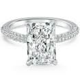thumbnail image 1 of Silvago Jewel Prong Set 2.1 Ct Emerald Cut Lab Created Diamond Rings - 14K White Gold Plated Rings On Clearance - Daily Wear Diamond Ring - Jewellery Diamond Rings Wedding Sets Past Present Future, 1 of 3