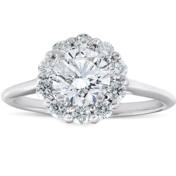 Silvago Jewel Round Cut 1.4 Ct Lab Created Diamond Rings - 14K White Gold Plated Wedding Rings - 23rd Anniversary Gifts Not Too Expensive - Jewellery Diamond Rings Wedding Sets Past Present Future