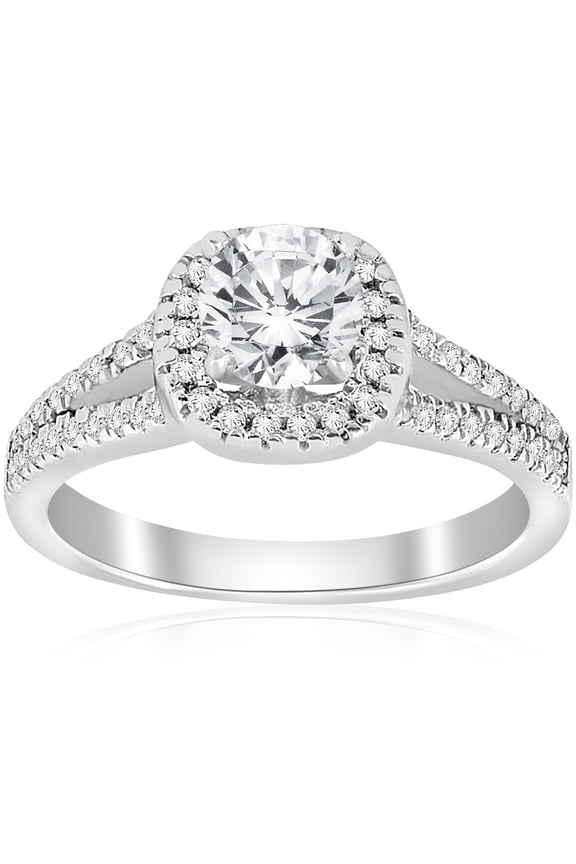 Round Cut 1.9 Ct Lab Created Diamond Anniversary Ring - Promise Engagement Proposal Ring - 14K White Gold Plated Diamond Engagement Rings - Split Shank Wedding Anniversary Rings for Her