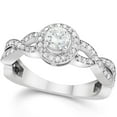 thumbnail image 1 of Silvago Jewel Round Cut 1 Ct Lab Created Diamond Anniversary Ring - Stamped 14K White Gold Plated Anniversary Diamond Ring - Infinity Twisted Cross Over Shank Engagement Wedding Rings for Women's, 1 of 2