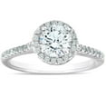 thumbnail image 1 of Silvago Jewel Round Cut 1 Ct Lab Created Diamond Rings - 14K White Gold Plated Wedding Rings - Silver Halo Rings for Women's - Engagement Wedding Unique Rings for Women's - Daily Wear Fine Jewellery, 1 of 3