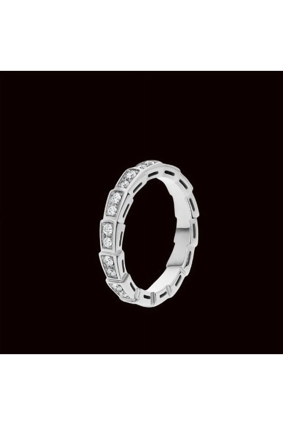 Round Cut 2.31 Ct VVS1/D Lab Created Simulated Diamond Ring - 14K White Gold Plated Solitaire Ring - Serpenti Diamond Ring - Full Eternity Band - Wedding Ring For Women Cuff Rings