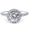 thumbnail image 1 of Silvago Jewel Round Excellent 2 Ct Diamond Ring For Women's - 14K White Gold Plated Diamond Rings - Solitaire with Accent Diamond Ring for Her - Engagement Wedding Diamond Ring for Women's, 1 of 3