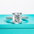 thumbnail image 1 of Silvago Jewel Stamped 14k White Gold Over Women's Engagement Ring - Cushion Cut 2.2 Ct Lab Created Diamond Anniversary Ring - Solitaire with Accents Diamond Ring - Hidden Halo Bridal Wedding Ring, 1 of 8