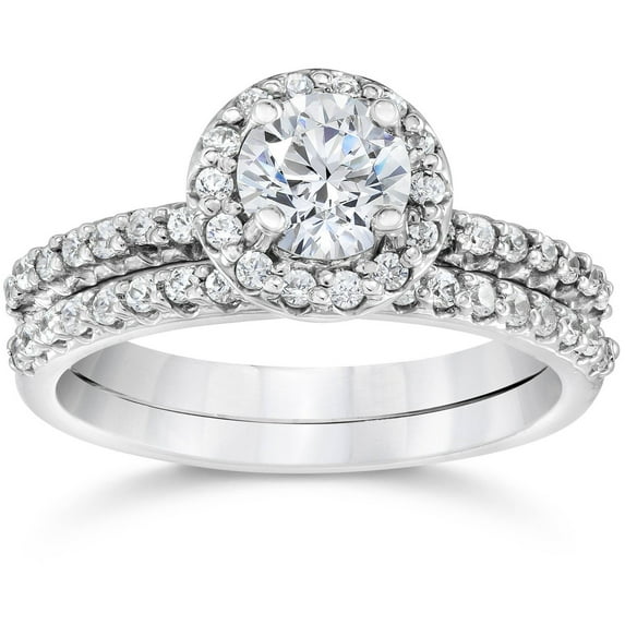 Silvago Jewel Unique 1.3 Ct Round Cut Diamond Rings - Beautiful Lab Created Simulated Diamond - 14K White Gold Plated - Ideal Engagement Ring for Women - Gifts for Her Special Day - Graduation Gifts