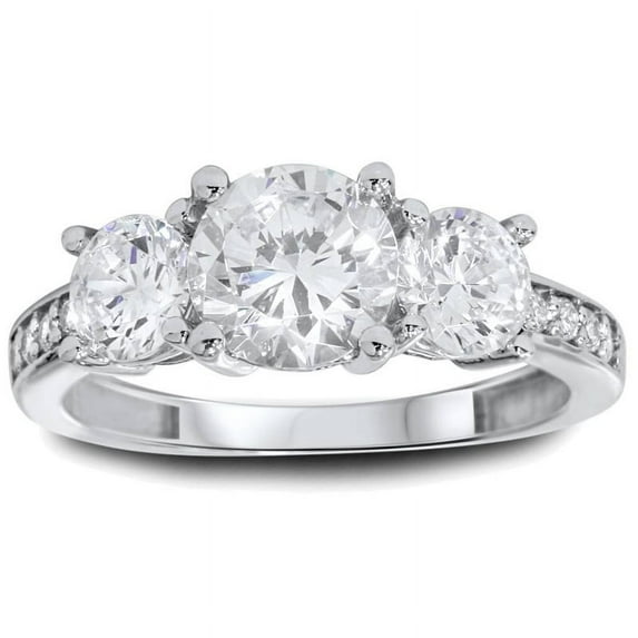 Silvago Jewel Unique 1.9 Ct Round Cut Lab Created Simulated Diamond Engagement Rings - 14K White Gold Plated - Elegant Prong Setting - Stunning Women's Wedding Rings - Great Gift for Her Birthday