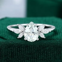 Silvago Jewel White Gold Plated 14K Diamond Ring - Pear Cut Excellent 1.9 Ct Diamond Ring For Women's - Solitaire with Accent Diamond Rings for Women's - Multi-Stone Diamond Rings for Women's