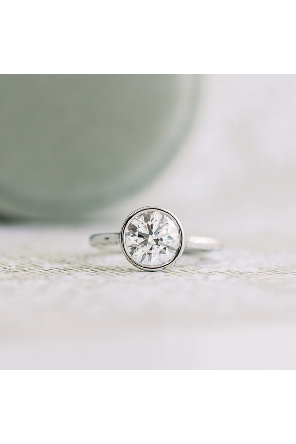 White Gold Over 14K Silver Diamond Rings - 1.8 Ct VVS1/D Round Cut Lab Created Simulated Diamond Rings for Her - Bazel Set Diamond Rings for Her - Solitaire Diamond Rings for Women's