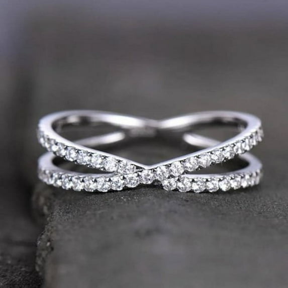 Silvago Jewel White Gold Over 14K Silver Diamond Ring - Round Cut Excellent 0.8 Ct Diamond Engagement Rings - Infinity Twisted Cross Over Shank Engagement Ring - Latest Engagement Diamond Rings
