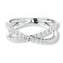 Silvago Jewelry 0.85 Ct Moissanite Round Cut Engagement Rings - 14K White Gold Plated Wedding Anniversary Rings - Criss Cross Handmade Moissanite Rings - Chic Special Occasion Ring for Women's