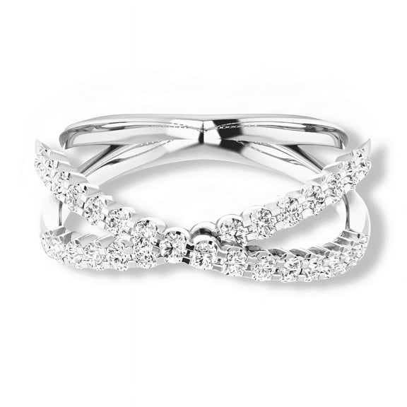 Silvago Jewelry 0.85 Ct Moissanite Round Cut Engagement Rings - 14K White Gold Plated Wedding Anniversary Rings - Criss Cross Handmade Moissanite Rings - Chic Special Occasion Ring for Women's