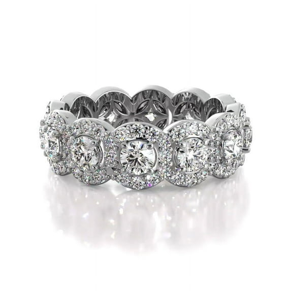Silvago Jewelry 1.16Ct Round Cut Moissanite Ring - 14K White Gold Plated Wedding Anniversary Ring - Exquisite Multi Stone Bridal Wedding Ring for Women's - A Dreamy Forever Moissanite Ring for Her