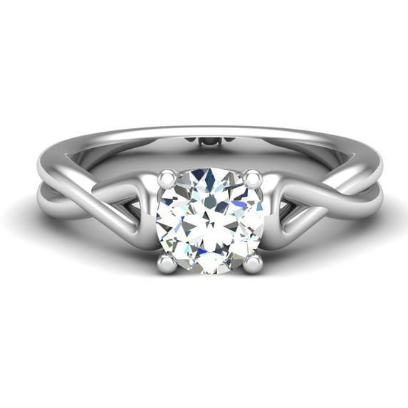 Silvago Jewelry 1.28 Ct Round Cut Engagement Ring – Lab Moissanite with Accent Stones – 14K White Gold Plated Infinity Crisscross Shank Design – Bridal Jewelry – Gift Options for Her