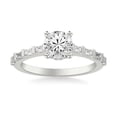 thumbnail image 1 of Silvago Jewelry 1.38 Ct Round Cut Engagement Rings – Lab Moissanite with Accent Detailing – 14K White Gold Plated Solitaire Setting – Bridal Gift for Weddings and Anniversaries, 1 of 3