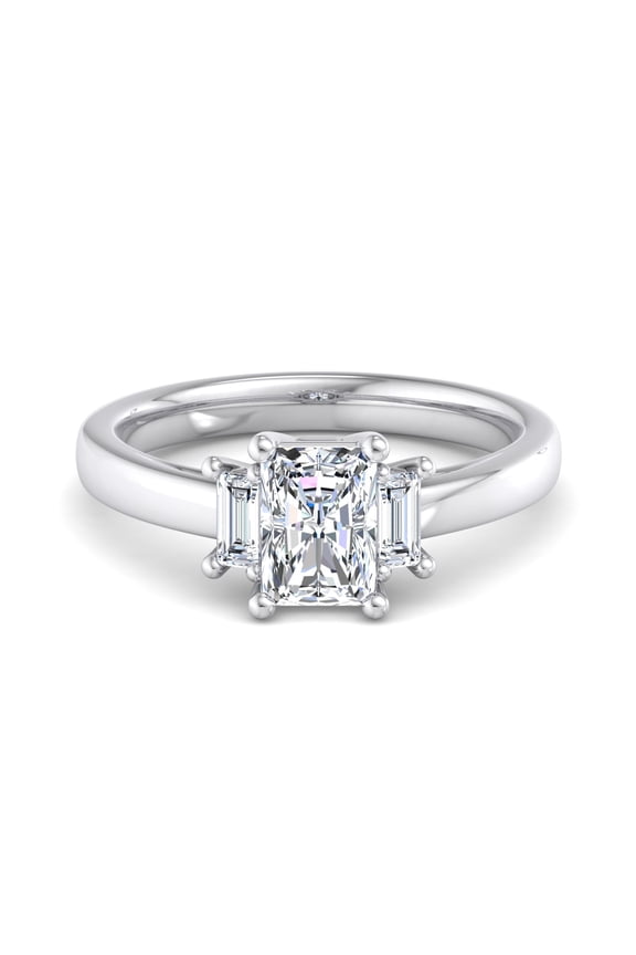 ry 1.49 Ct Radiant Cut Moissanite Engagement Ring - 3 Stone Arrangement in 14K White Gold Plated - Perfect for Honoring Precious Moments