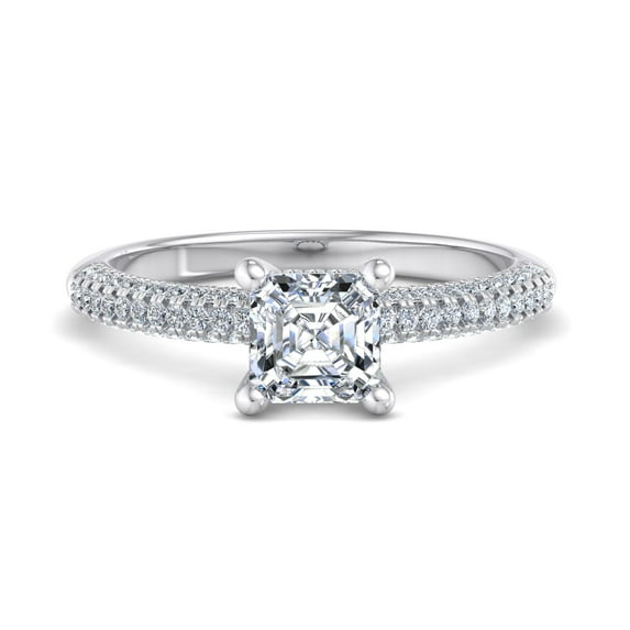 Silvago Jewelry 1.6 Ct Asscher Cut Moissanite Ring for Women - 14K White Gold Plated Band - Elegant Wedding Proposal Ring - Graduation Gift