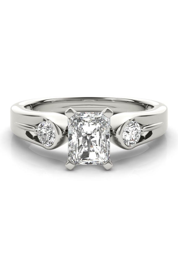 ry 1.7 Ct Radiant Cut Moissanite Ring - White Gold Plated Triple Stone Style with Double Prongs - Women’s Wedding & Engagement Jewelry Rings