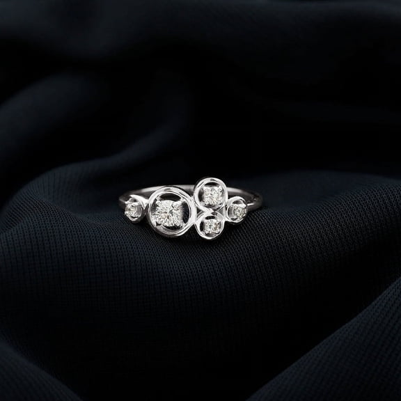 Silvago Jewelry 1.75 Ct Oval Cut Moissanite Rings - 14K White Gold Plated Rings - Bypass Causal Daily Wear Rings for Women's - Swirl Party Wear Moissanite Rings - Bridal Stacking Engagement Rings