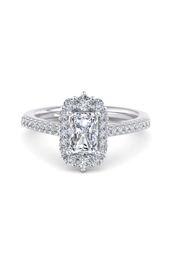 ry 1.81 Ct Radiant Cut Moissanite Solitaire Floral Engagement Ring - Sparkling Accent Design in 14K White Gold Plated for Wedding Jewelry